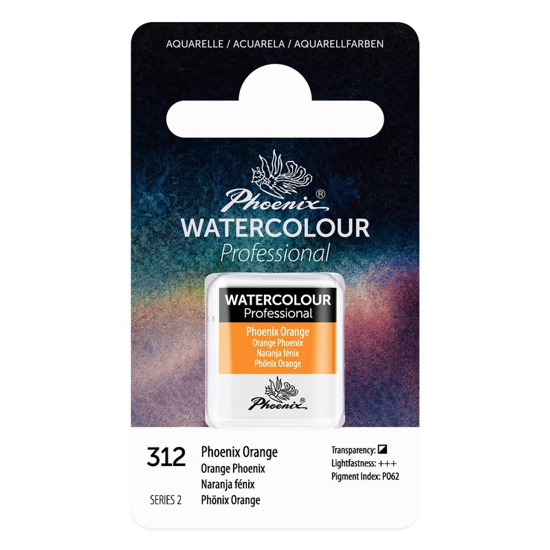 فينيكس طلاء ألوان مائية احترافي من فينيكس - نصف مقلاة بألوان مائية واحدة - برتقالي فينيكس 312 - Image 1